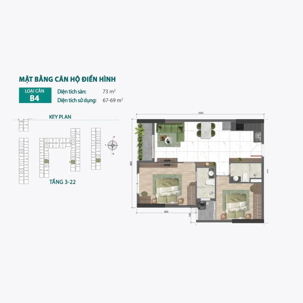 Mặt bằng Căn B4 tại Bcons Central Park