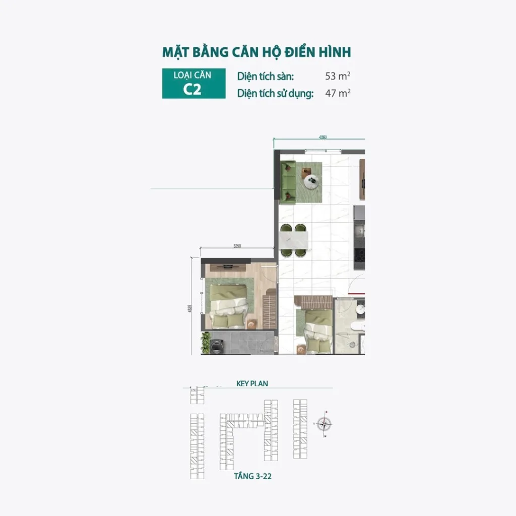 Mặt bằng Căn C2 tại Bcons Central Park