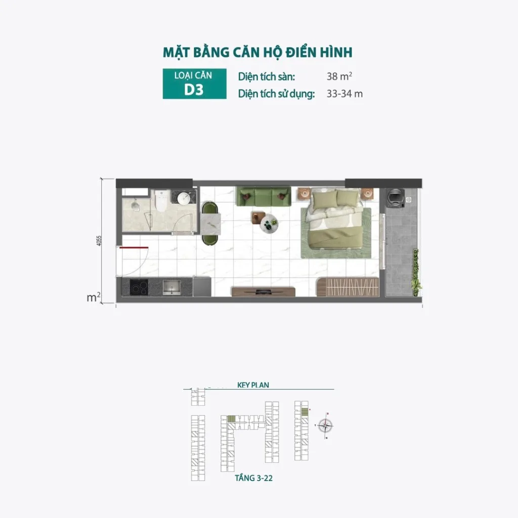 Mặt bằng Căn D3 tại Bcons Central Park