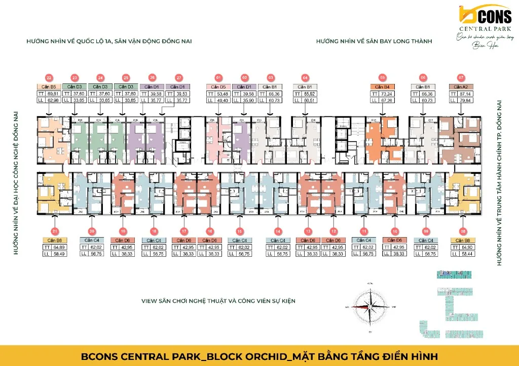 Mặt bằng Bcons Central Park – Orchid