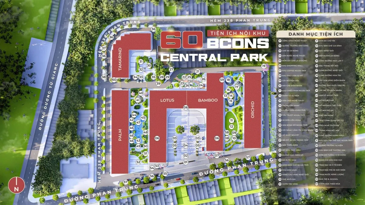Mặt bằng tiện ích tại Bcons Central Park, Tam Hiệp