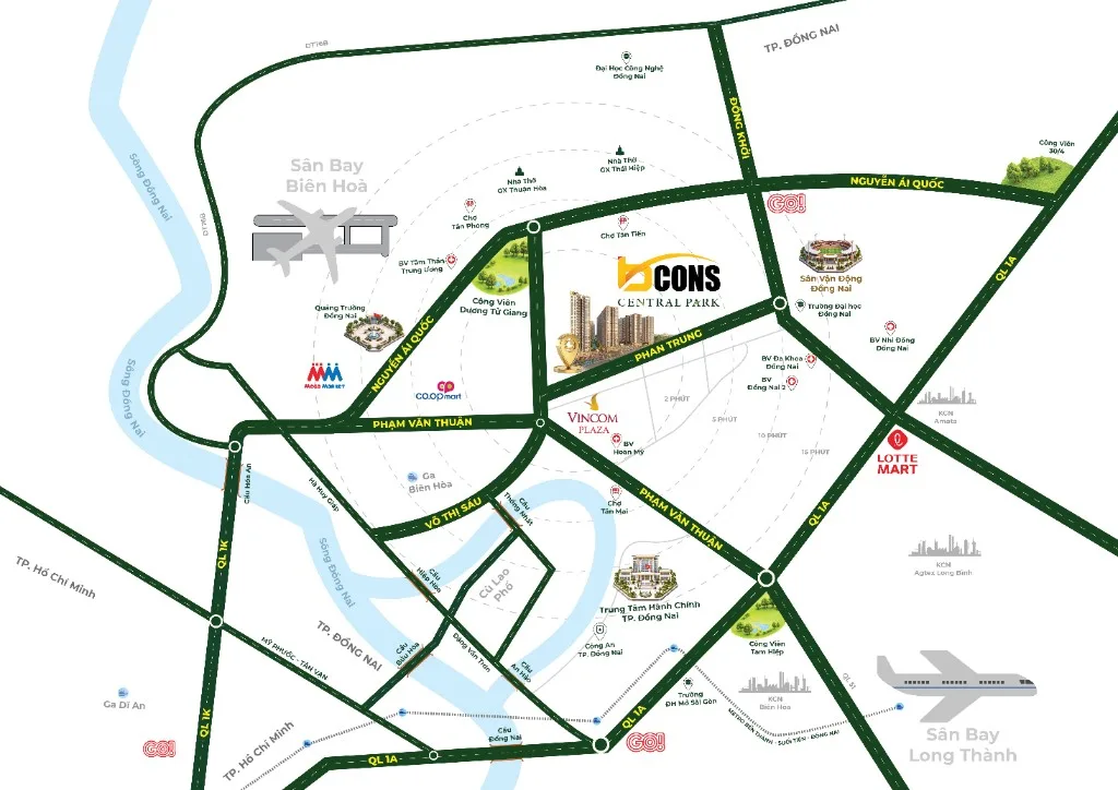 Sơ đồ vị trí Bcons Central Park tại 236 Phan Trung, Tam Hiệp