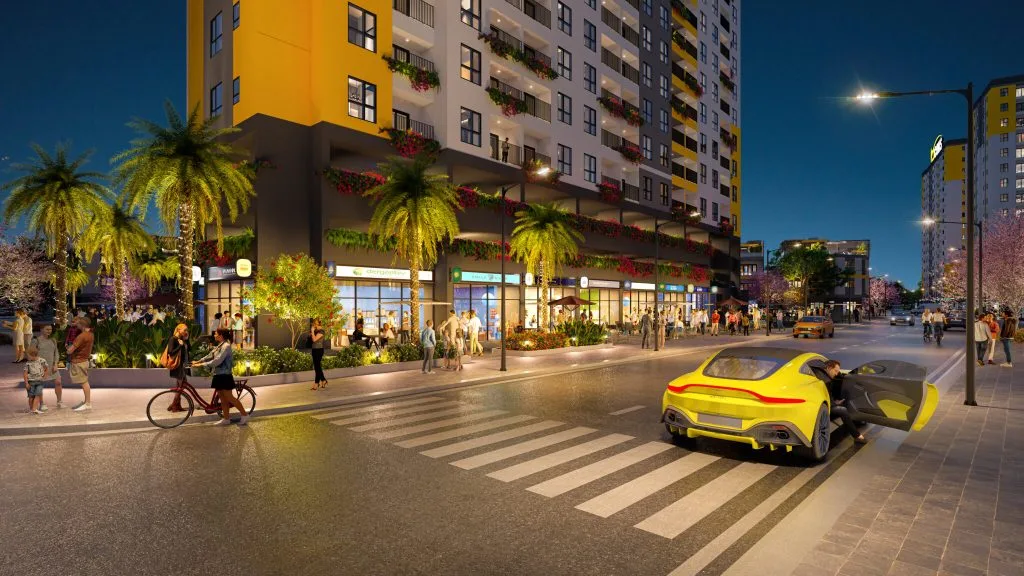 Nội khu về đêm – tiện ích Bcons City Life