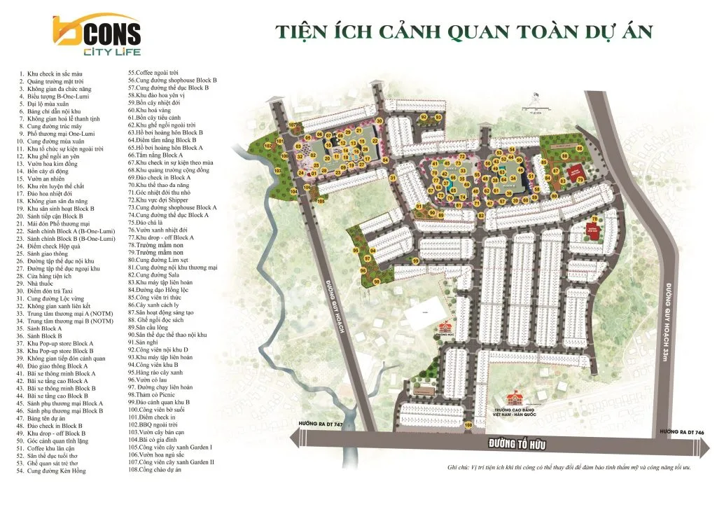 Mặt bằng tiện ích – tiện ích Bcons City Life