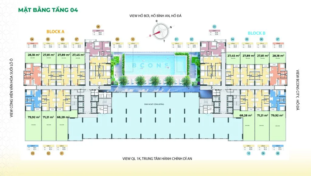 Mặt bằng tổng thể Bcons Aria Đông Hòa