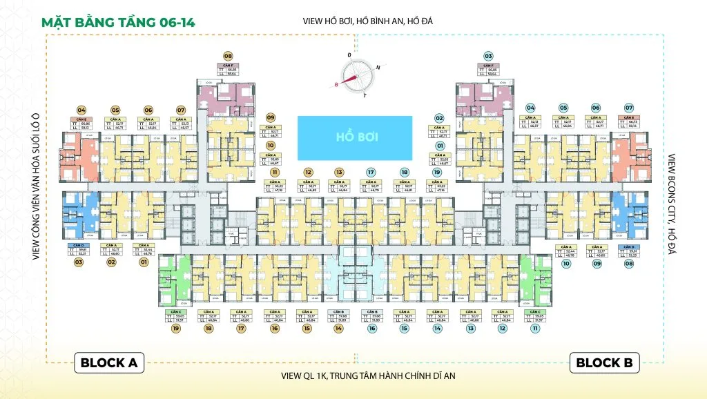 Mặt bằng tổng thể Bcons Aria Đông Hòa